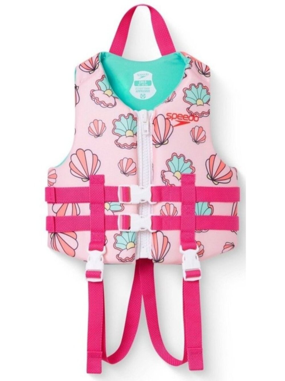 Speedo Kids Life Jacket Vest Child 30-50 Lbs Pink Shell Print